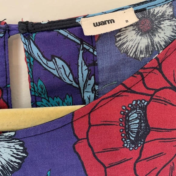 Warm Brand Cotton Silk Top in Floral Print Poppy, Rose, USA made size M, 2, 6-8 - Picture 2 of 11